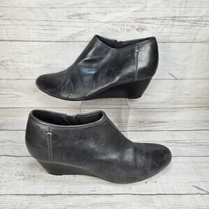 Women's Clarks Brielle Abby Wedge Heel Ankle Boots Booties Gray Size 10 M